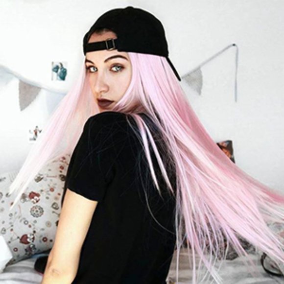Lace Front Pink Straight Synthetic Hair Wig 30\